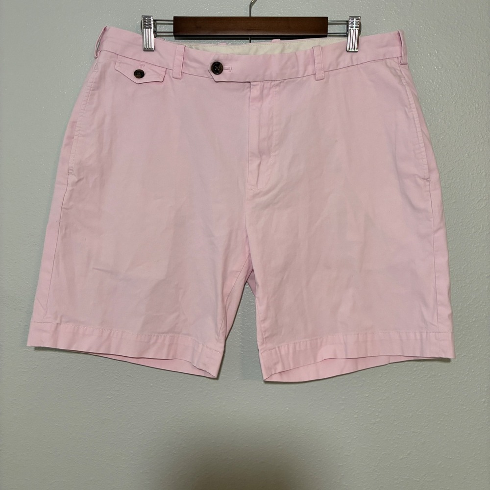 Brooks Brothers Mens Pink Supima Cotton Stretch Chino Shorts W38 Flat Front